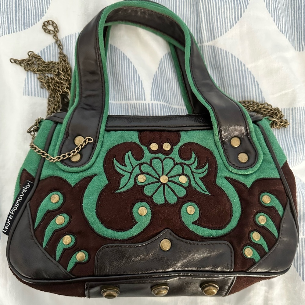 24 HRS LEFT!! Laura Rosnovsky suede mini handbag, Y2K Coachella